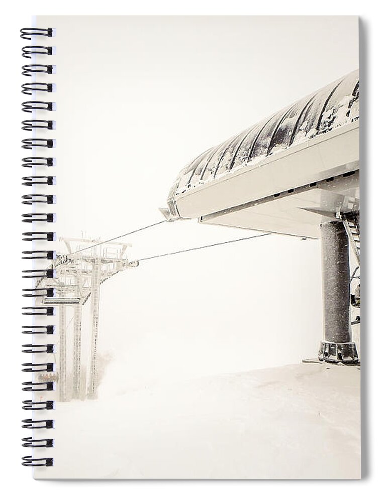 Abstract Spiral Notebook featuring the photograph Abstract Scenes At Ski Resort During Snow Storm #3 by Alex Grichenko