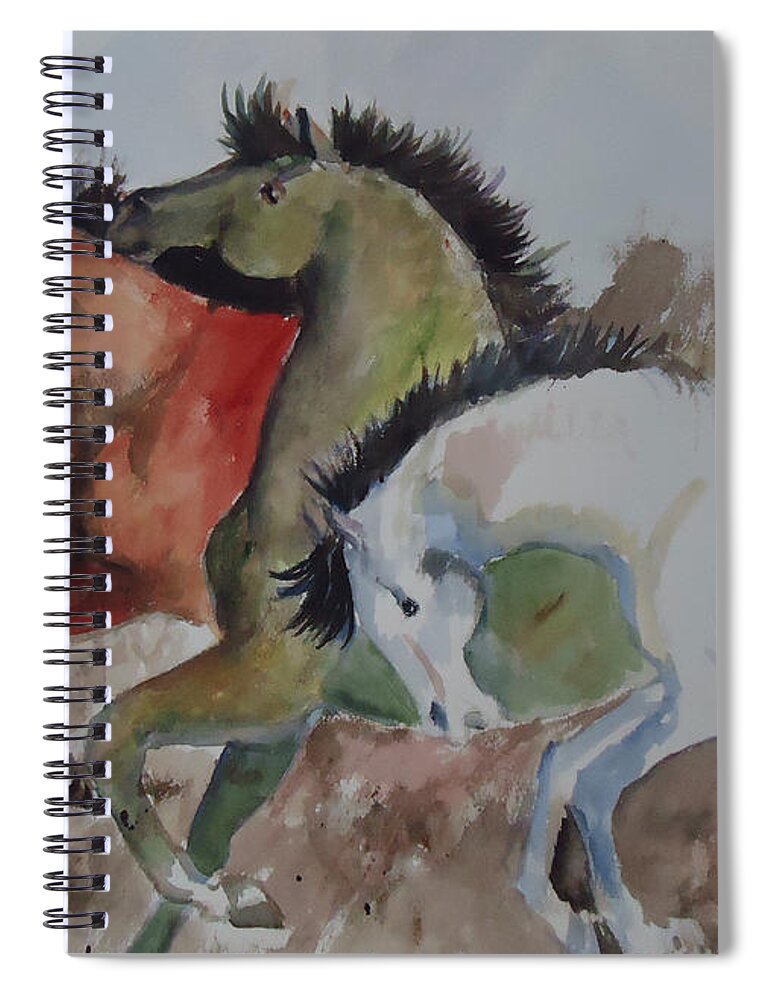 Horses Of A Different Color Spiral Notebook featuring the painting 3 Amigos by Charme Curtin