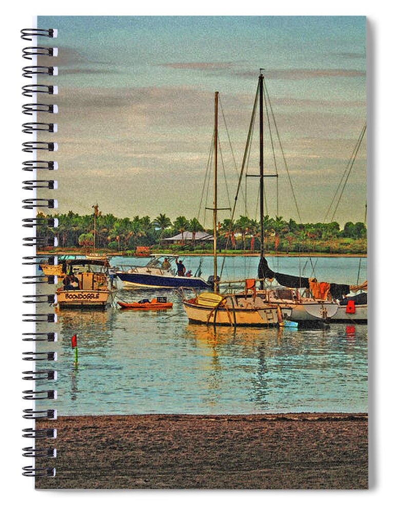 Anchored Spiral Notebook featuring the digital art 3- Anchored Out by Joseph Keane