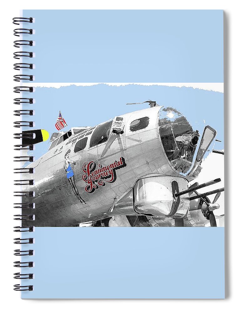 B-17g Flying Fortress Sentimental Journey 2 Avra Valley Arizona 1991 Color Added 2008 Spiral Notebook featuring the photograph B-17g Flying Fortress Sentimental Journey 2 Avra Valley Arizona 1991 Color Added 2008 #3 by David Lee Guss