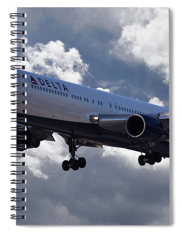 Delta Spiral Notebook featuring the digital art Delta Airlines Boeing 767 by Airpower Art