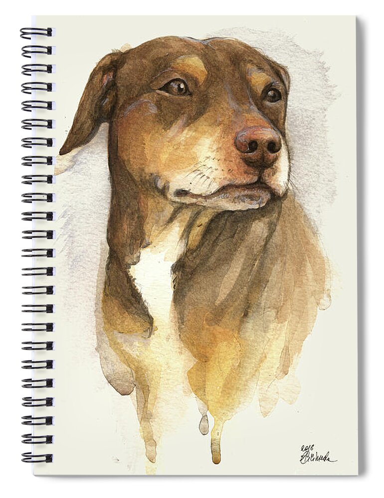 Pet Spiral Notebook featuring the painting Dog portrait by Ang El