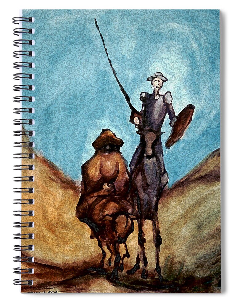 Don Quixote Spiral Notebook featuring the painting Don Quixote #3 by Kevin Middleton