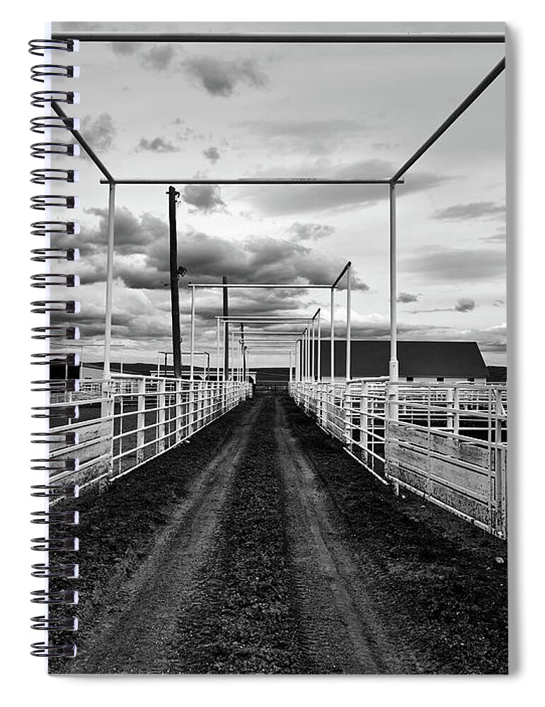Corrals Spiral Notebook featuring the photograph Empty Corrals #3 by Mountain Dreams
