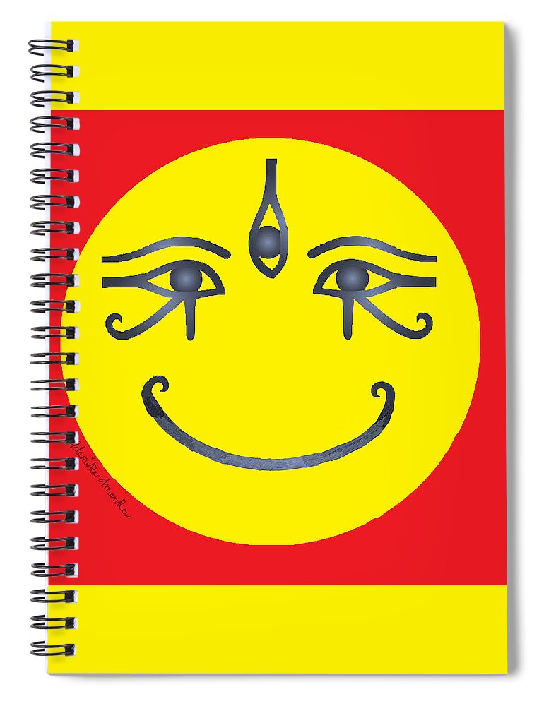 3 Eyes Smile Spiral Notebook featuring the tapestry - textile 3 Eyes Smiling by Adenike AmenRa