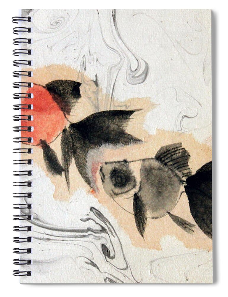 Art Of Brush Spiral Notebook featuring the painting Floating 12030005 2FY by Fumiyo Yoshikawa
