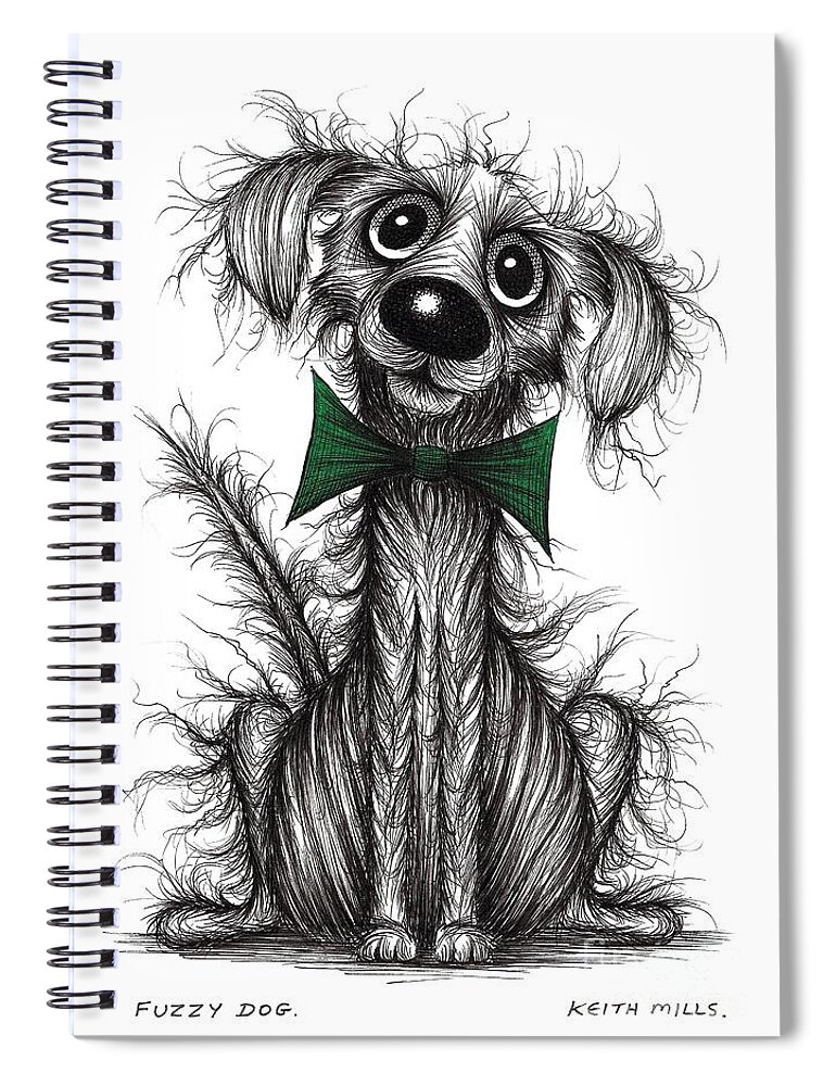Dogs In Bows Spiral Notebook featuring the drawing Fuzzy dog #2 by Keith Mills