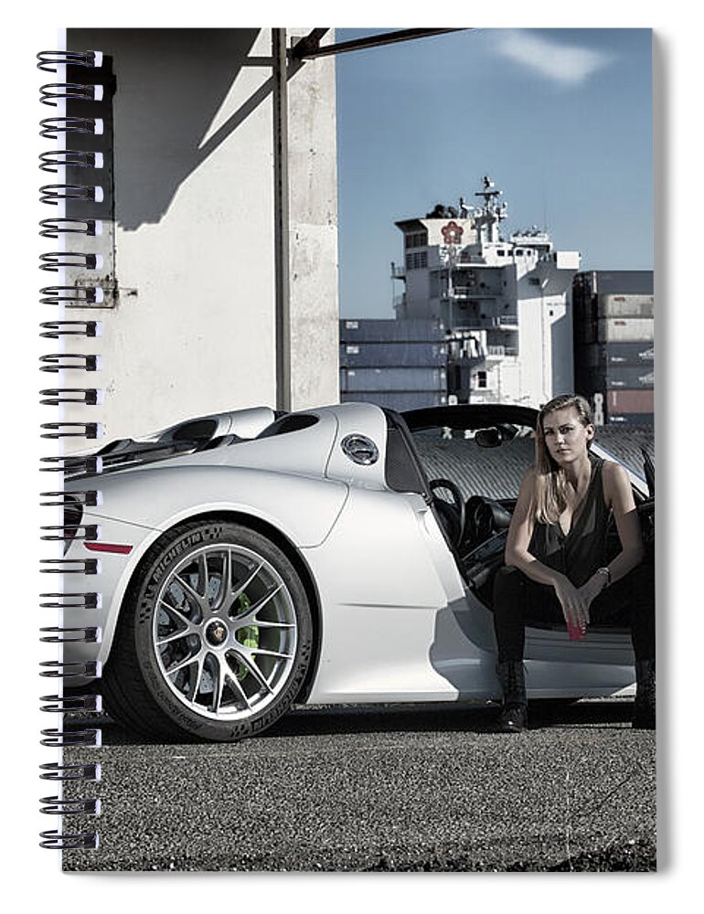 Kim Spiral Notebook featuring the photograph #Kim and #Porsche #918Spyder #Print #3 by ItzKirb Photography