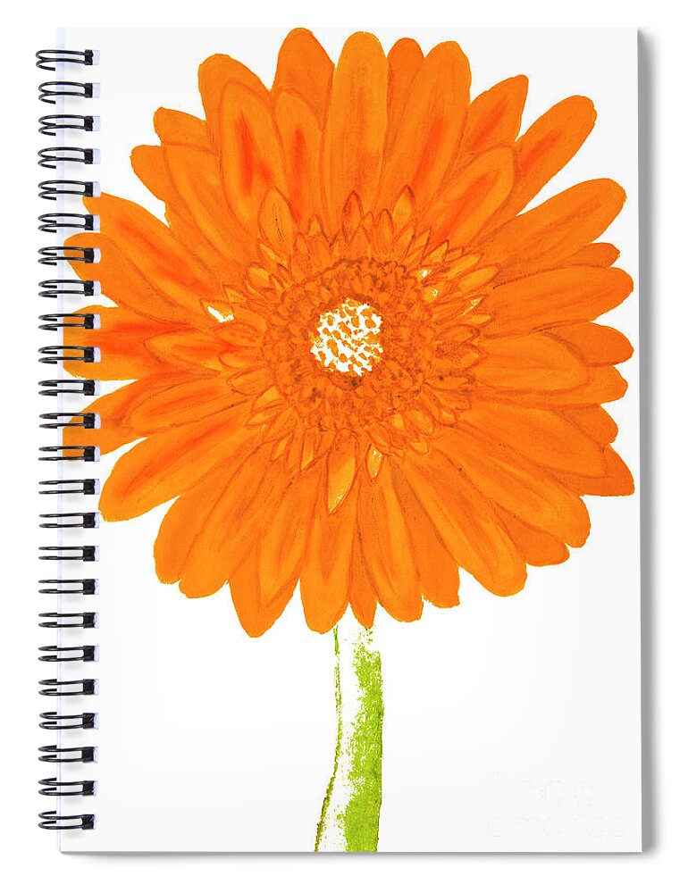 Gerbera Spiral Notebook featuring the digital art Orange gerbera, painting #3 by Irina Afonskaya