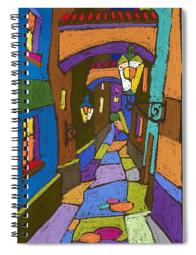 Pastel Spiral Notebook featuring the painting Prague Old Street by Yuriy Shevchuk