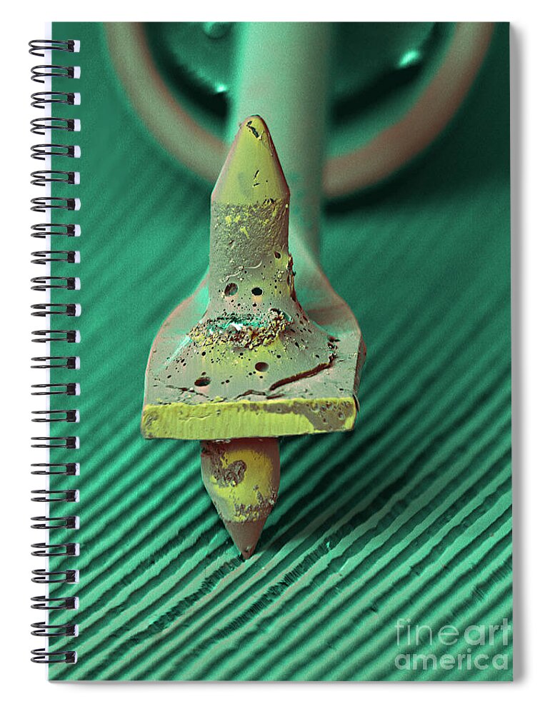 Colored Spiral Notebook featuring the photograph Record Needle, Sem #3 by Ted Kinsman