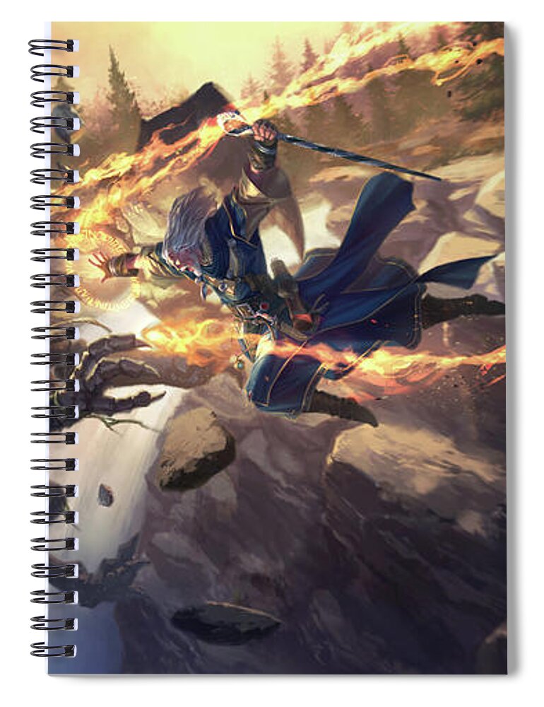 Sorcerer Spiral Notebook featuring the digital art Sorcerer #3 by Super Lovely