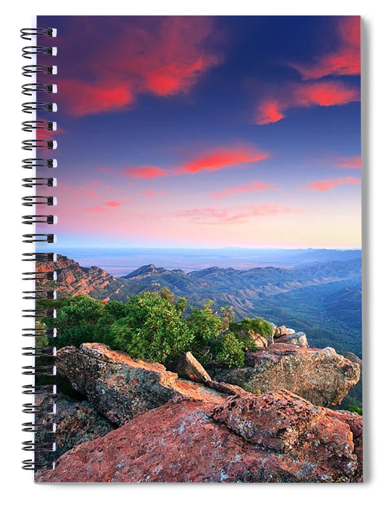 St Mary Peak Sunrise Outback Landscape Wilpena Pound Flinders Ranges South Australia Australian Abc Range Spiral Notebook featuring the photograph St Mary Peak Sunrise #3 by Bill Robinson