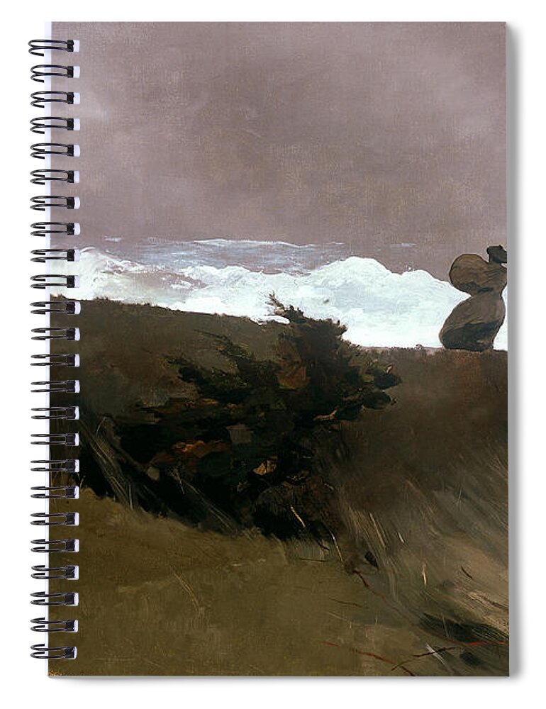 Winslow Homer Spiral Notebook featuring the painting The West Wind #3 by Winslow Homer