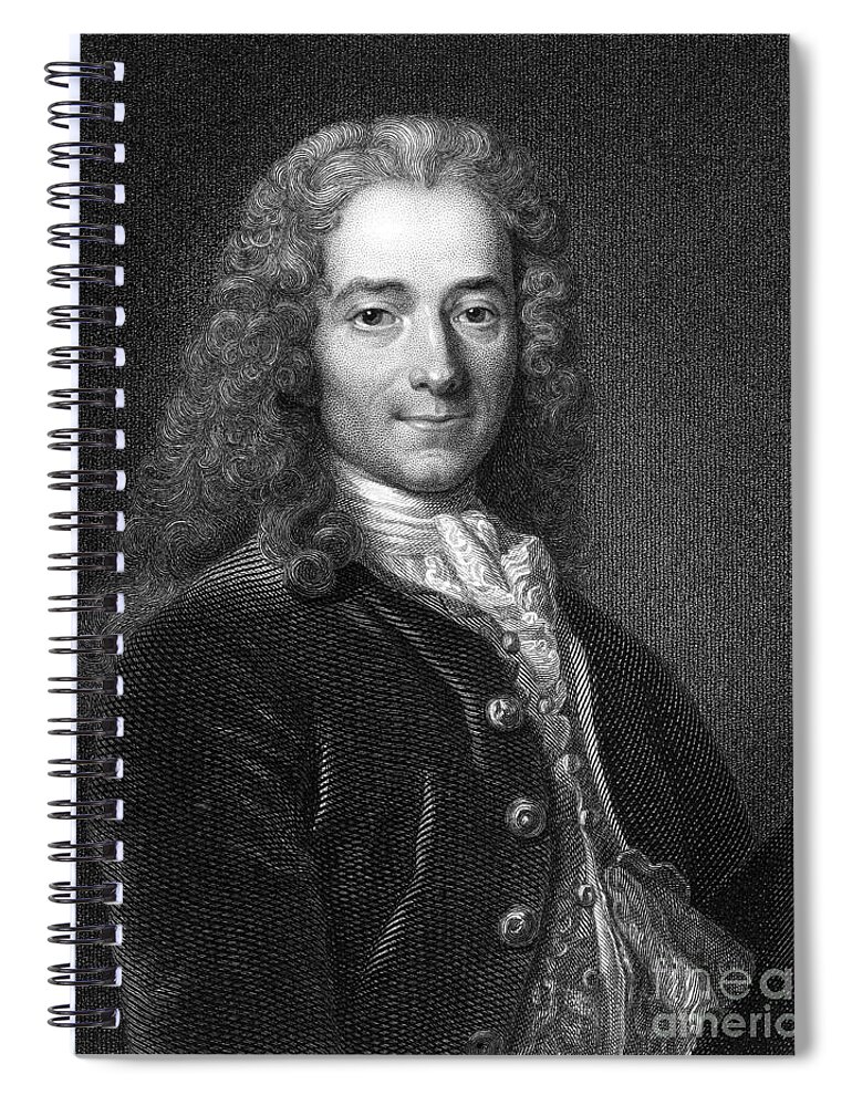 1700s Spiral Notebook featuring the photograph Voltaire, French Author #3 by Middle Temple Library