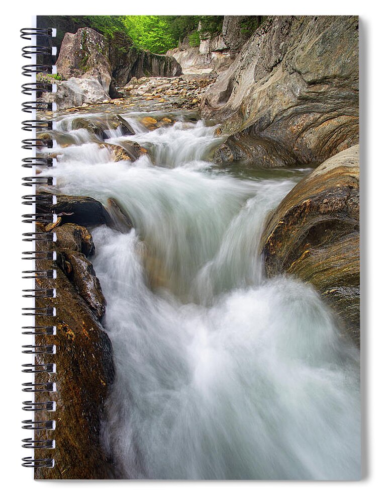 Green Mountains Spiral Notebook featuring the photograph Warren Falls #3 by Bryan Bzdula