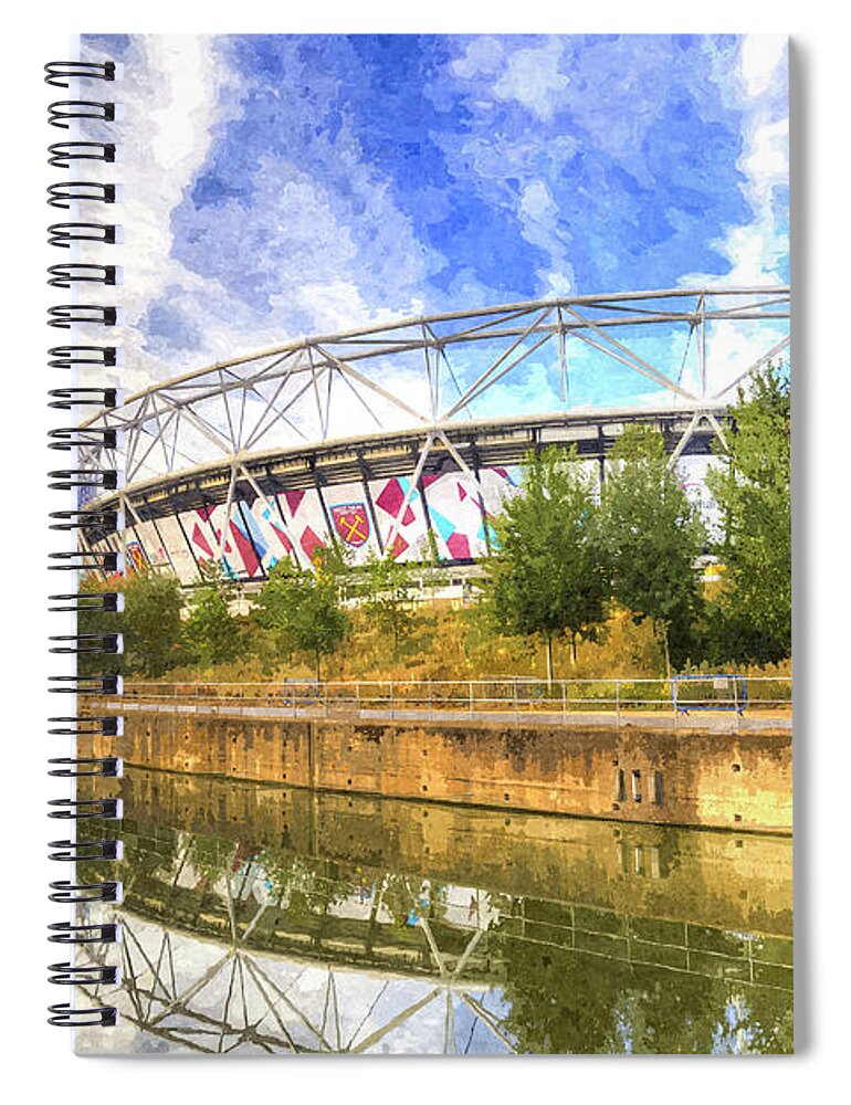  Spiral Notebook featuring the photograph West Ham Olympic Stadium And The Arcelormittal Orbit Art #3 by David Pyatt