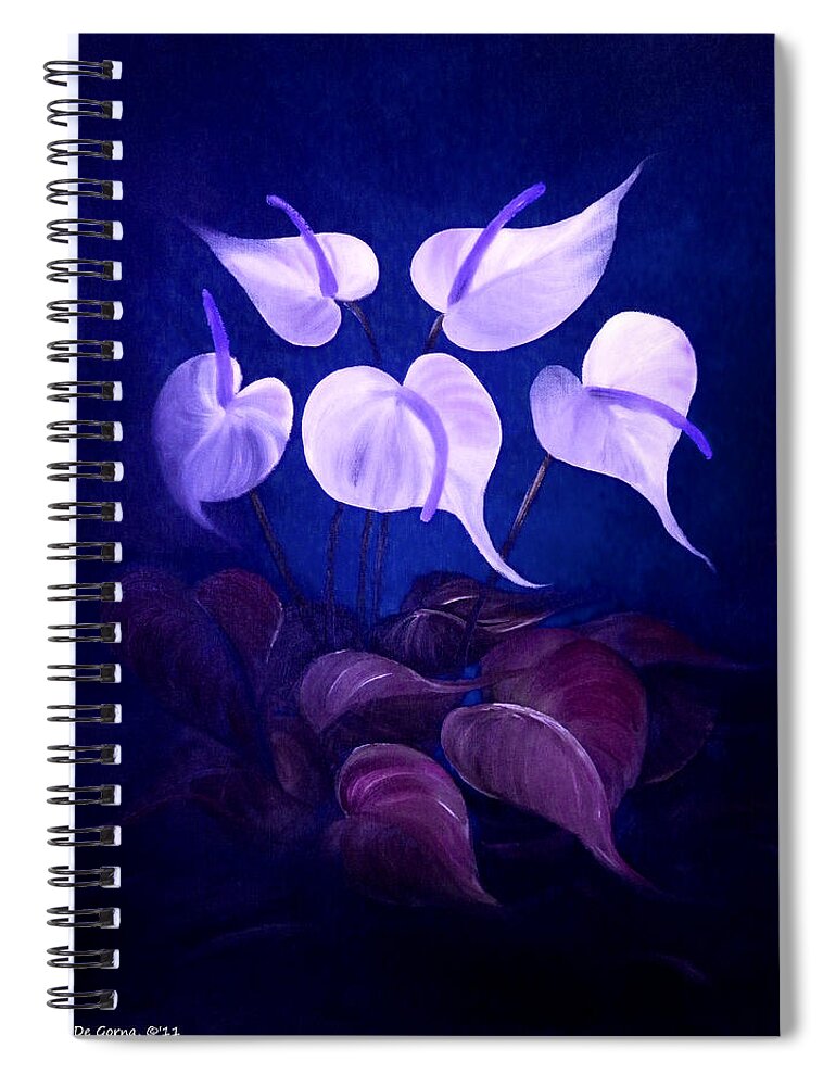 White Callas Spiral Notebook featuring the painting White Promises #3 by Gina De Gorna