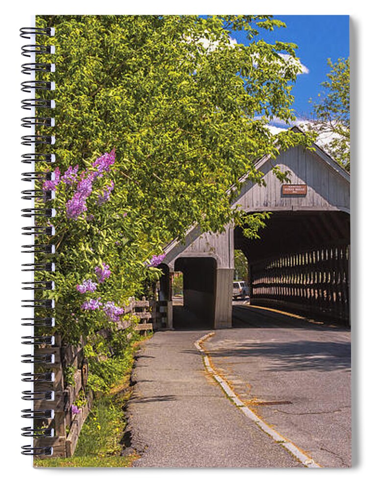 Woodstock Middle Bridge Spiral Notebook featuring the photograph Woodstock Middle Bridge #5 by Scenic Vermont Photography