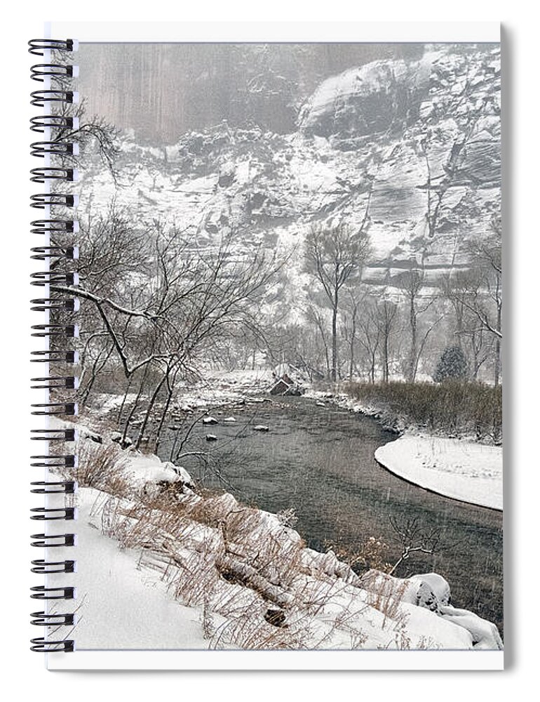 Utah Spiral Notebook featuring the photograph Zion Snowstorm #3 by Robert Fawcett
