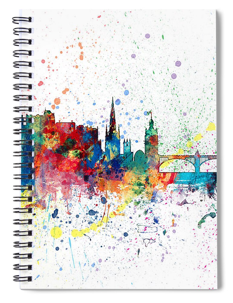 City Spiral Notebook featuring the digital art Edinburgh Scotland Skyline #30 by Michael Tompsett