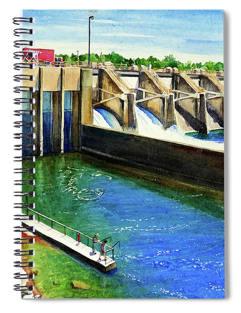 Bill Lum Spiral Notebook featuring the painting #306 Nimbus Dam #306 by William Lum