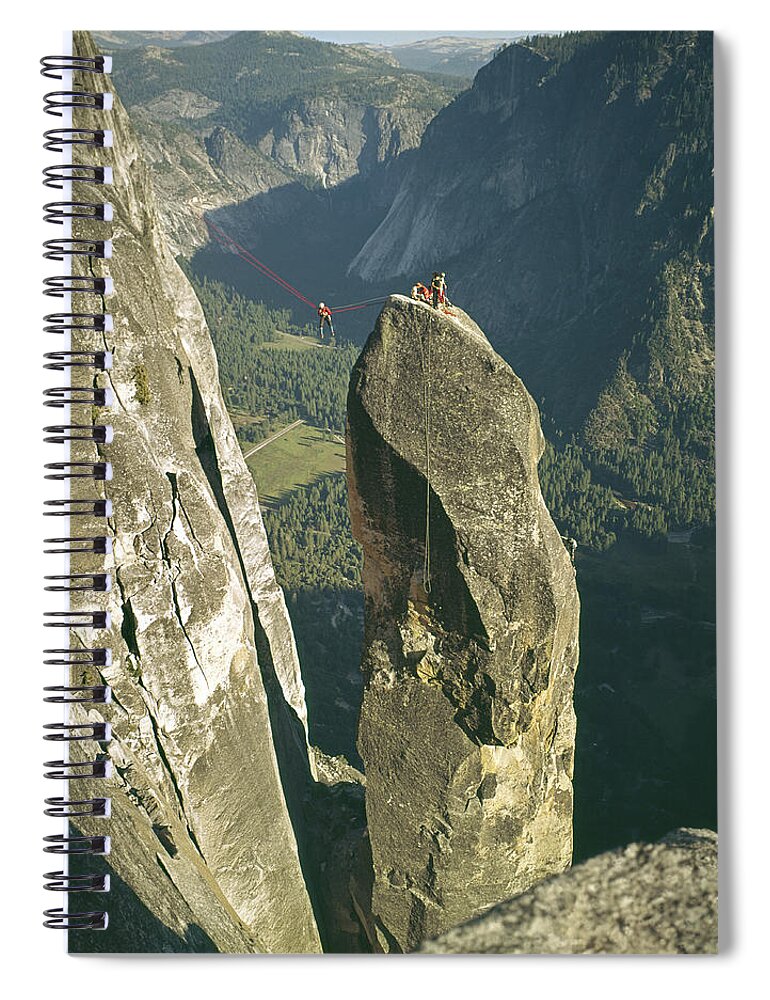Lost Arrow Spiral Notebook featuring the photograph 306540 Climbers on Lost Arrow 1967 by Ed Cooper Photography