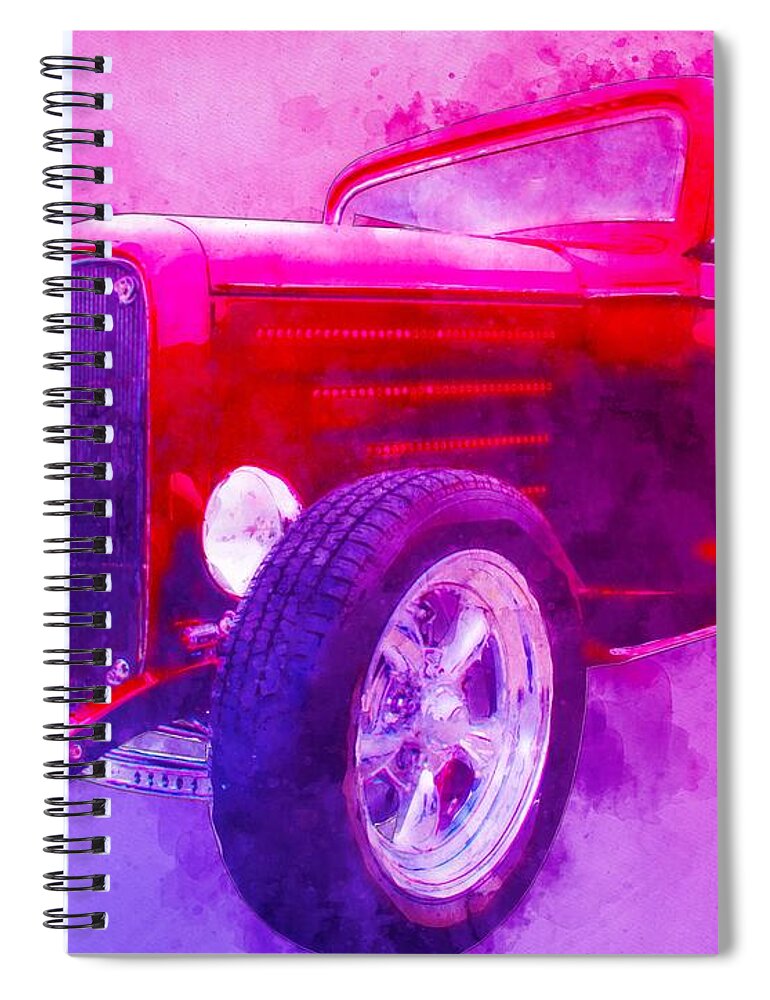 32 Spiral Notebook featuring the digital art 32 Highboy Watercolour Deuce on Acid by Chas Sinklier