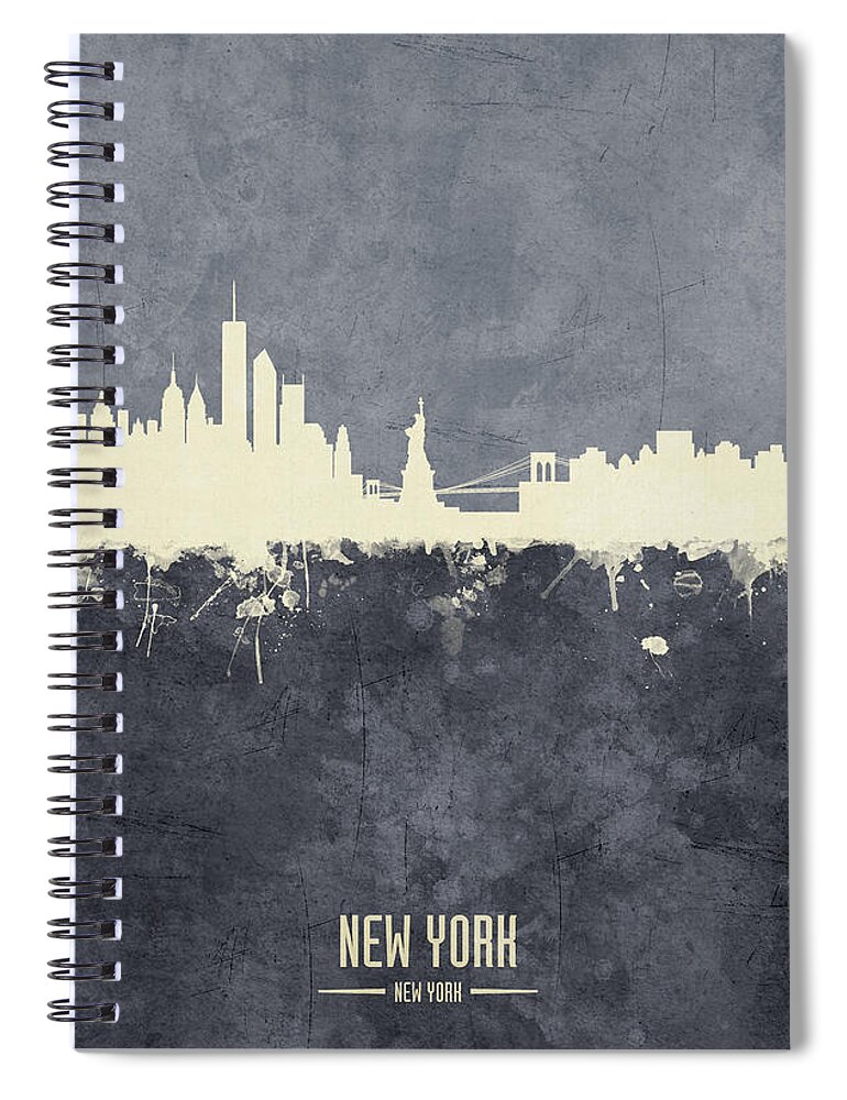New York Spiral Notebook featuring the digital art New York Skyline #38 by Michael Tompsett