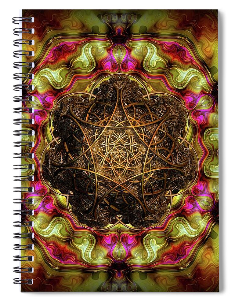 Mandala Spiral Notebook featuring the digital art 3D Mandala by Lilia S