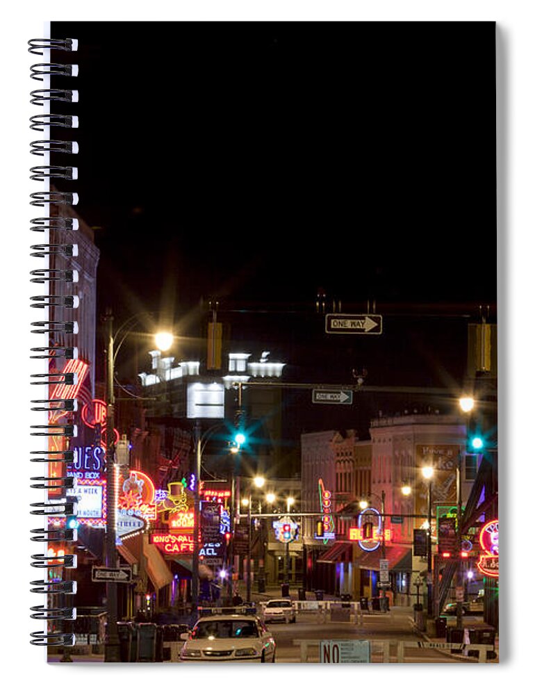Memphis Spiral Notebook featuring the photograph Beale Street in Downtown Memphis Tennessee #4 by Anthony Totah