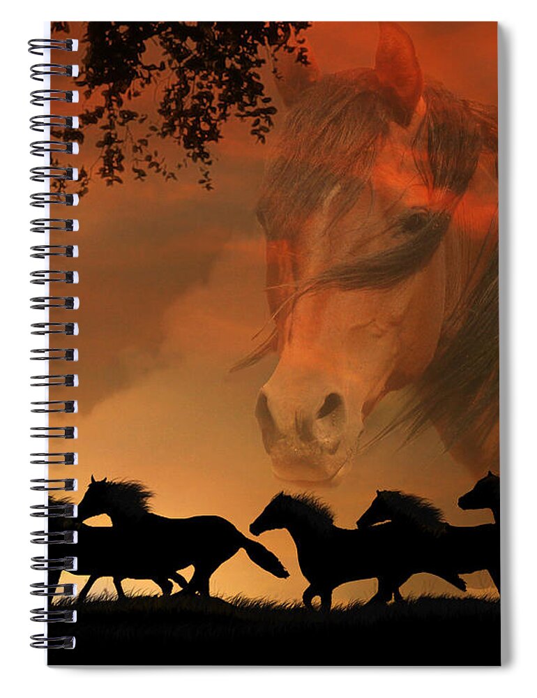 Horse Composite Spiral Notebook featuring the photograph Horse Composite Photography, Running Horses and Spirit Horse by Stephanie Laird