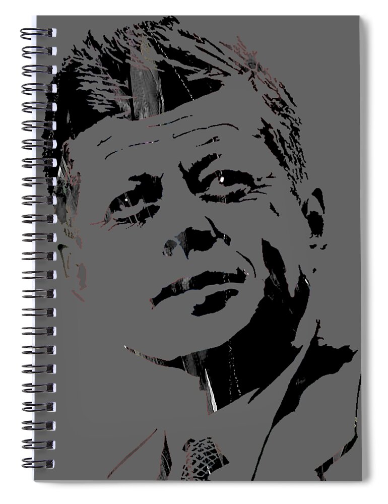 John Kennedy Spiral Notebook featuring the mixed media John Fitzgerald Kennedy #5 by Marvin Blaine