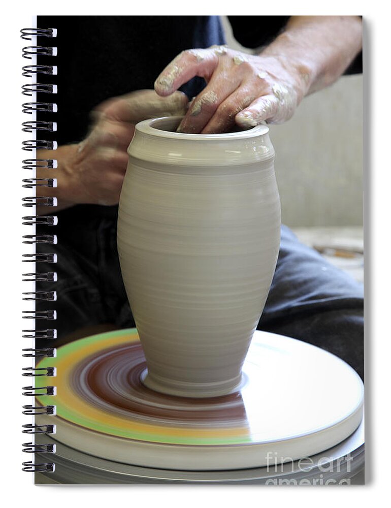 Clay Spiral Notebook featuring the photograph Pottery Wheel, Sequence #4 by Ted Kinsman