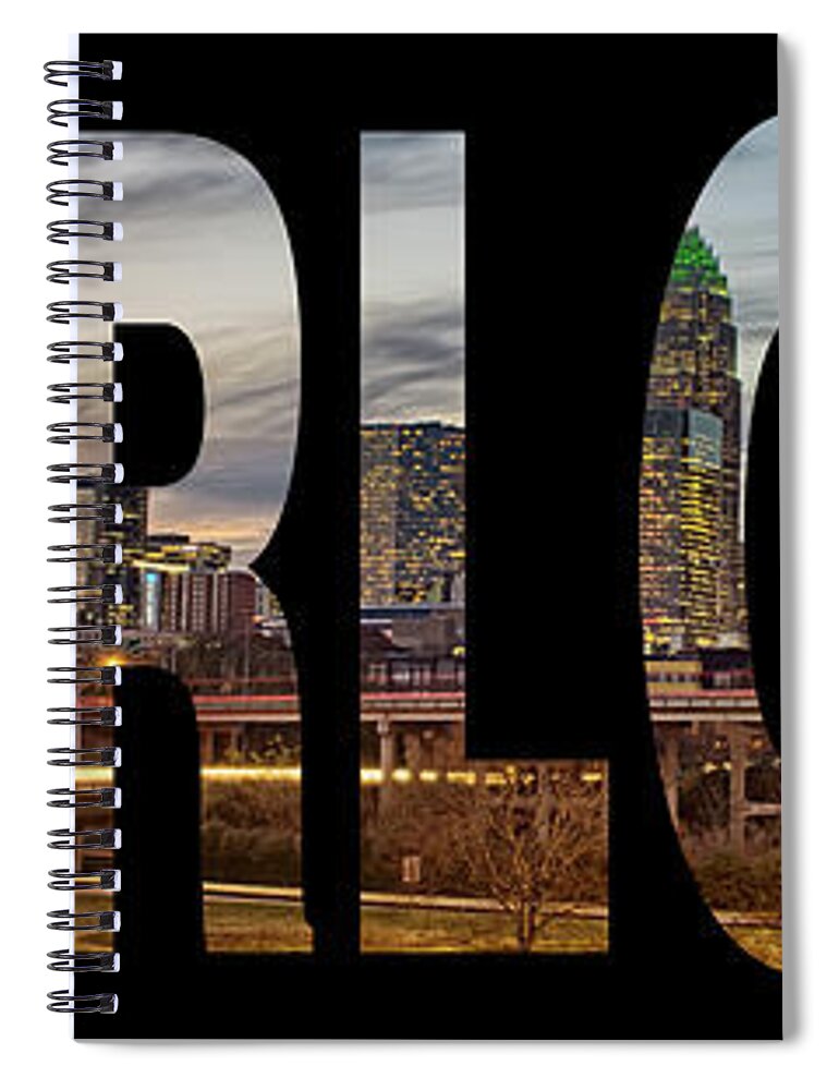 Architecture Spiral Notebook featuring the photograph Skyline Of Charlotte City On North Carolina #4 by Alex Grichenko