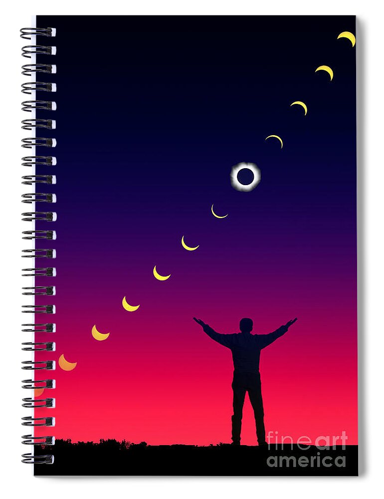 Astronomy Spiral Notebook featuring the photograph Solar Eclipse #4 by Larry Landolfi