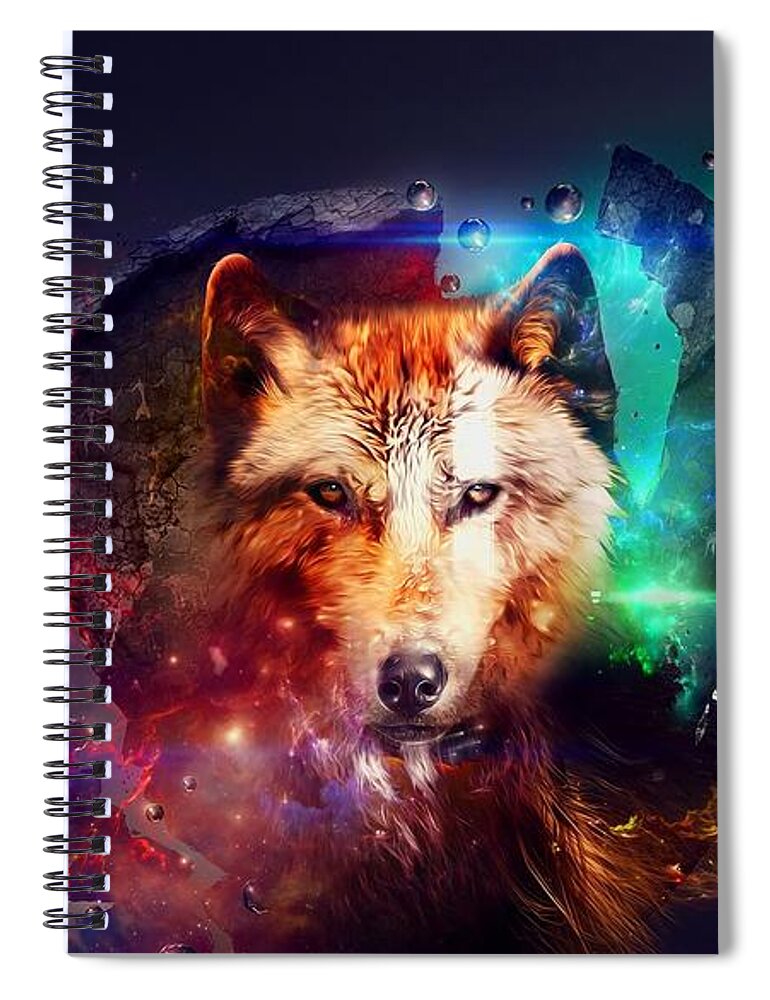 Wolf Spiral Notebook featuring the digital art Wolf #4 by Maye Loeser