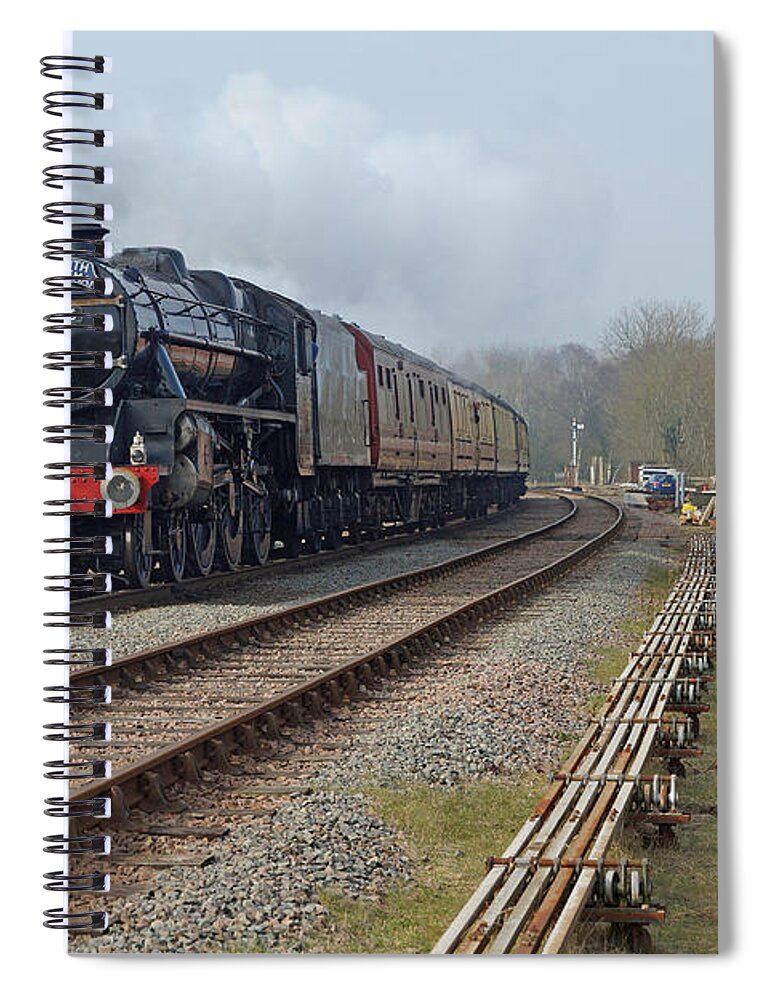 Steam Spiral Notebook featuring the photograph 45305 at Swithland Signal Box by David Birchall