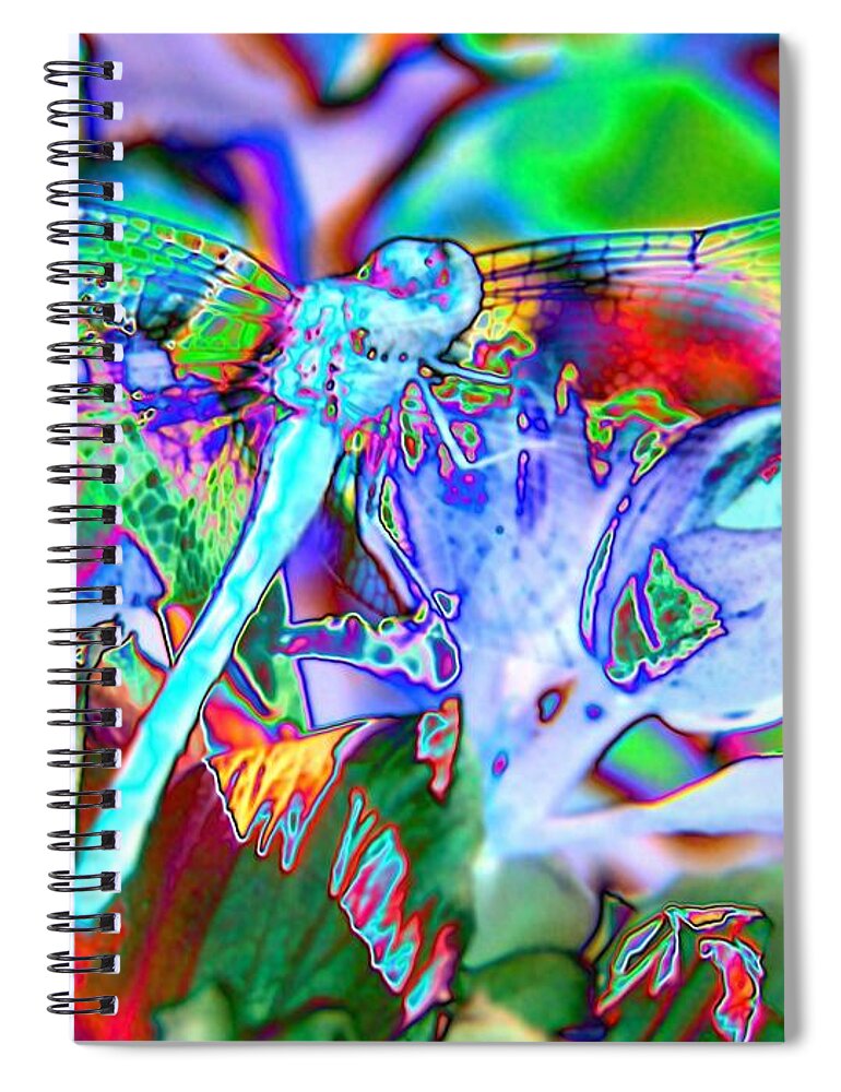Digital Art Spiral Notebook featuring the digital art Abstract Dragonfly #5 by Belinda Cox