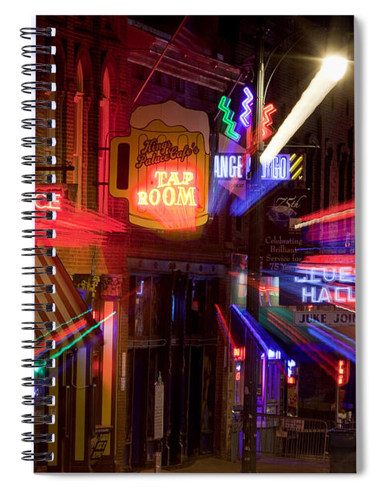 Memphis Spiral Notebook featuring the photograph Beale Street in Downtown Memphis Tennessee #5 by Anthony Totah