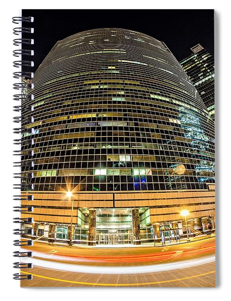 Sky Spiral Notebook featuring the photograph Downtown Chicago Illinois City Skyline At Night #5 by Alex Grichenko