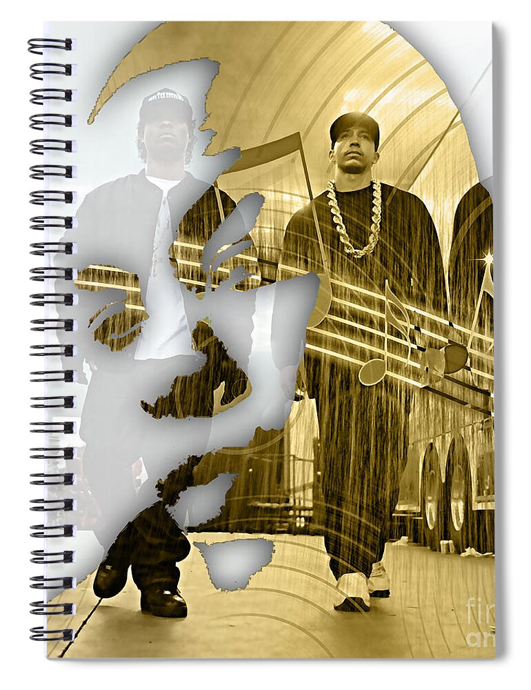 Dr Dre Spiral Notebook featuring the mixed media Dr Dre Straight Outta Compton #5 by Marvin Blaine