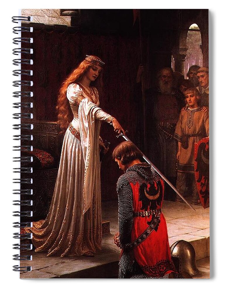 Blair Leighton Edmundal Spiral Notebook featuring the painting Queen Guinevere and Sir Lancelot #5 by MotionAge Designs