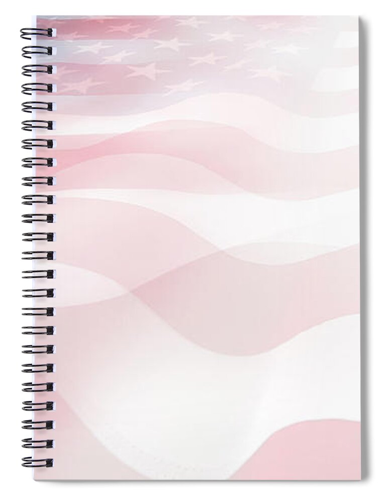 American Flag Spiral Notebook featuring the digital art USA flags 1 by Les Cunliffe