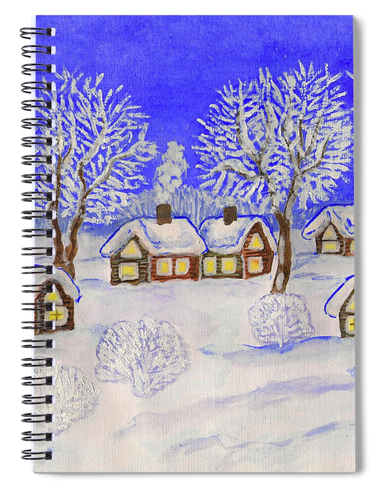 Art Spiral Notebook featuring the painting Winter landscape, painting #5 by Irina Afonskaya