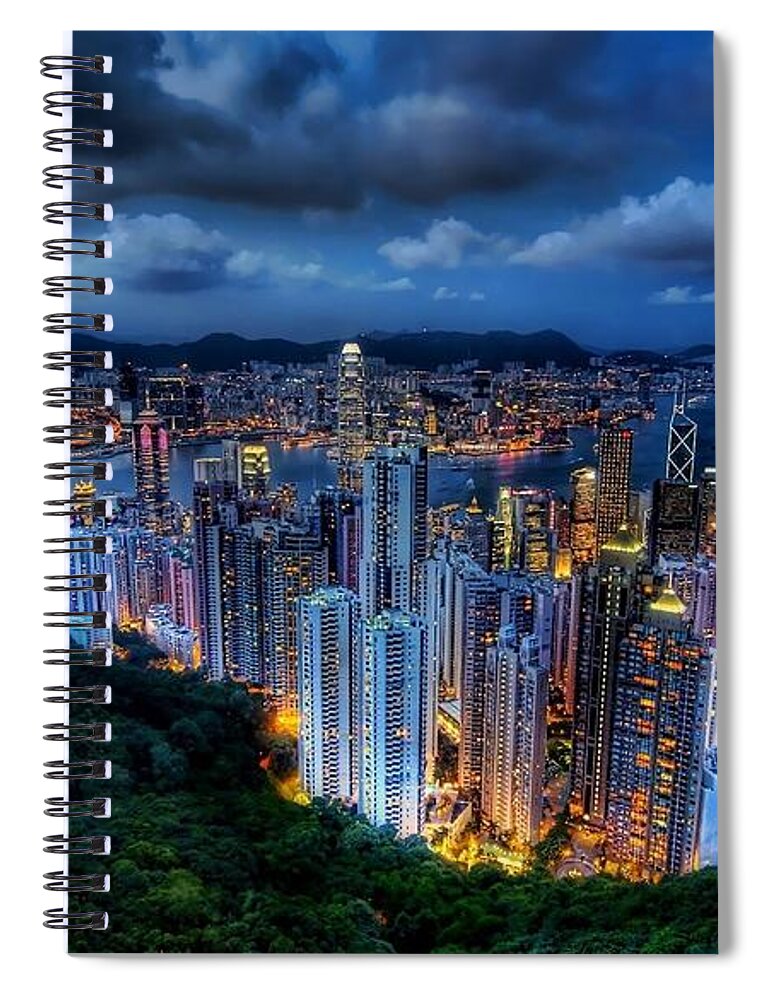 City Spiral Notebook featuring the digital art City #51 by Super Lovely