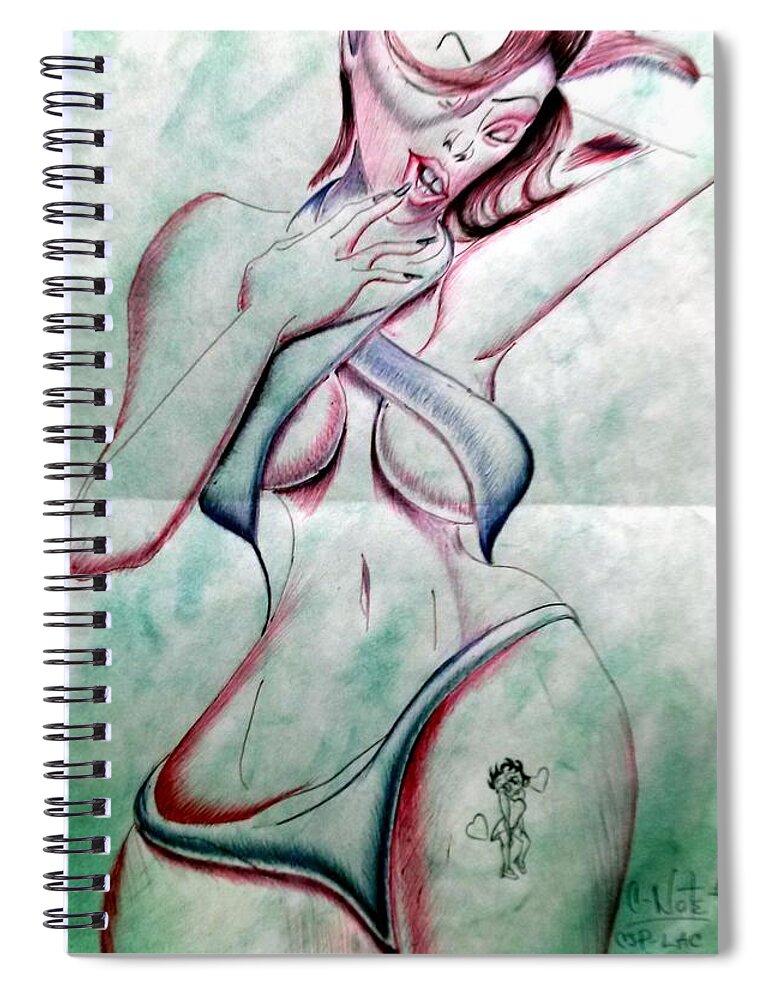 Black Art Spiral Notebook featuring the drawing Untitled 89 by Donald C-Note Hooker