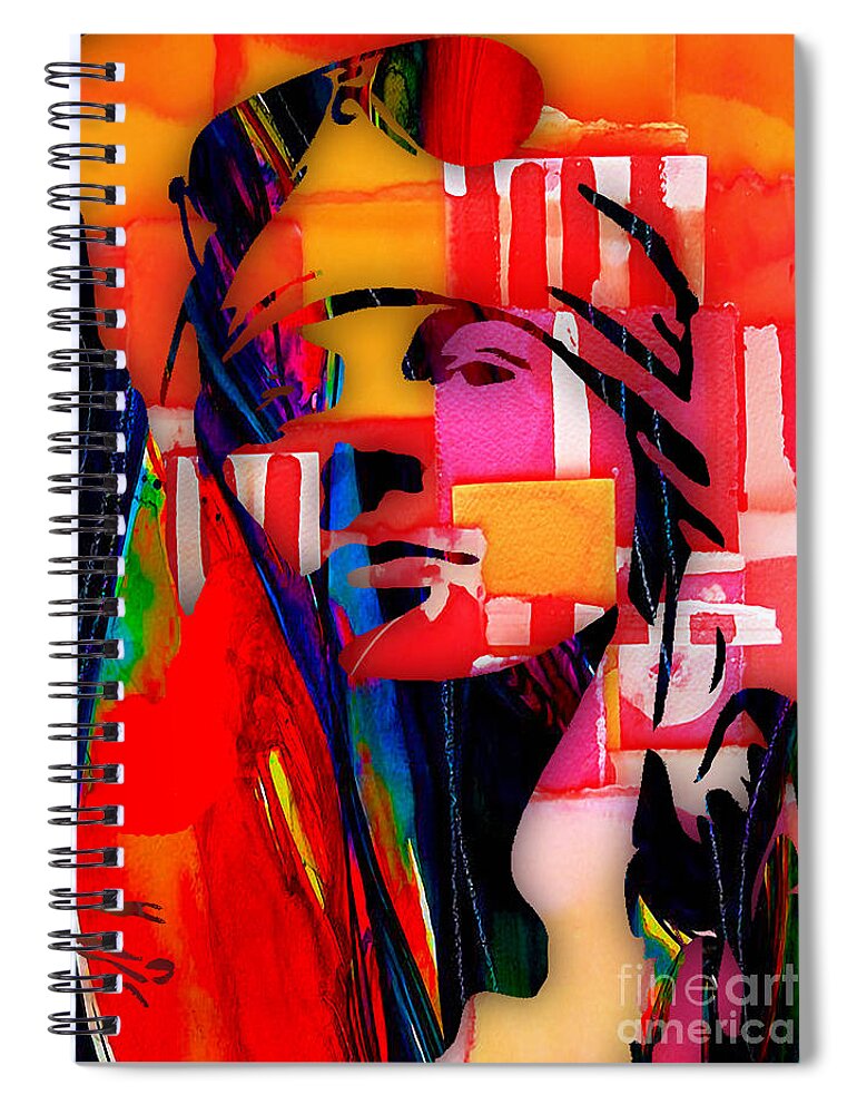 Axl Rose Spiral Notebook featuring the mixed media Axl Rose Collection #10 by Marvin Blaine