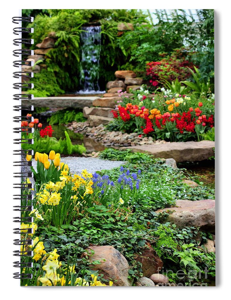Waterfall Spiral Notebook featuring the photograph Botanical Gardens #7 by Angela Rath
