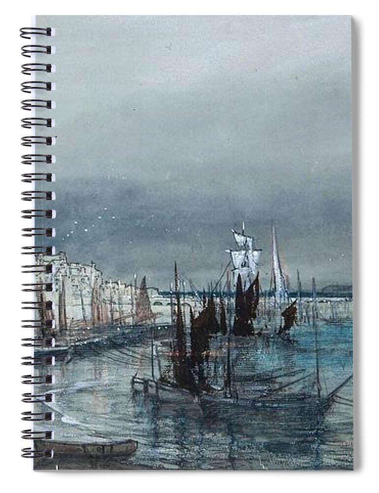 Donald Maxwell (1877-1936) - Coastal View Of A Harbour Spiral Notebook featuring the painting Coastal view of a harbour #6 by Donald Maxwell